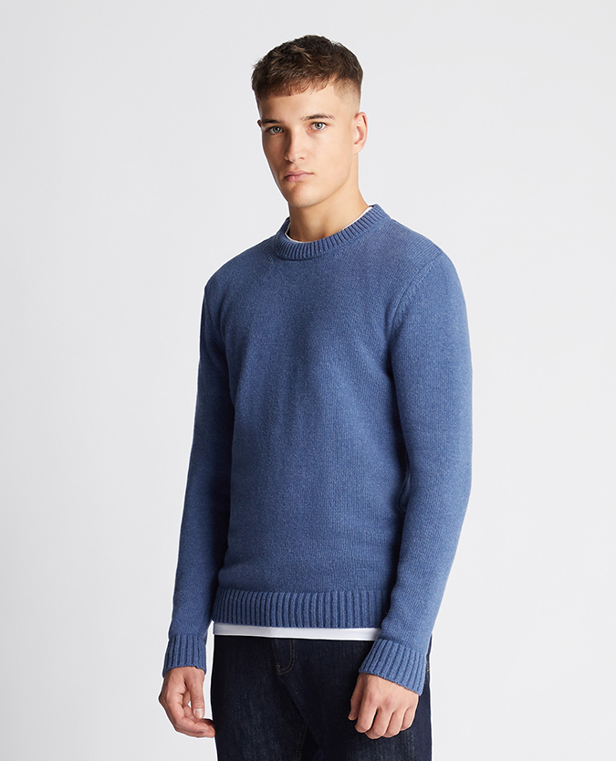 Tapered Fit Wool-Blend Crew Neck Sweater