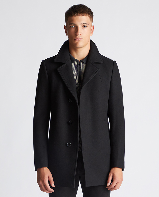 Tapered Fit Wool-Rich Overcoat - Remus Uomo