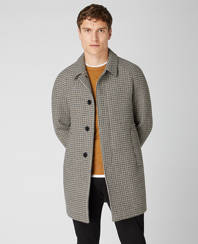 Tapered Fit Wool-Blend Tailored Coat